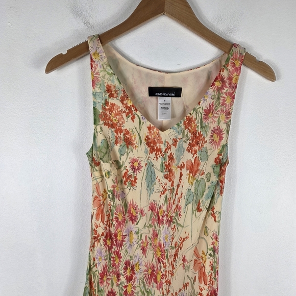 Jones New York Silk Vintage 90s Y2K Watercolor Floral Maxi Sheath Slip Dress - Picture 3 of 11